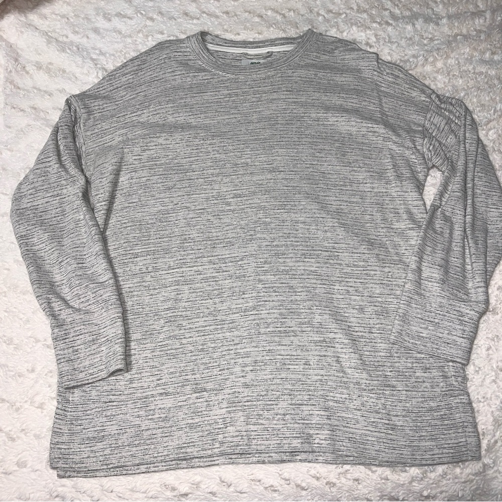 Aerie woven cotton oversized long sleeve (grey heathered)